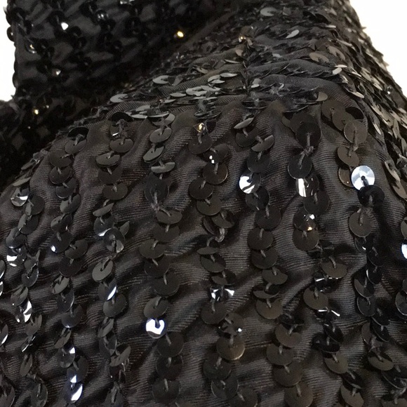 Black Sequined Open Front Jacket - Picture 4 of 8